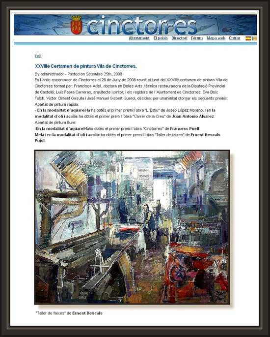 CINCTORRES-AJUNTAMENT-MAESTRAZGO-MAESTRAT-PREMIOS-PINTURA-ERNEST DESCALS CINCTORRES-AJUNTAMENT-MAESTRAZGO-MAESTRAT-PREMIOS-PINTURA-ERNEST DESCALS