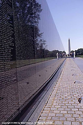 Vietnam Memorial Wall  Designed by Maya Ying Ling, the V-shaped Memorial is inscribed with the names of 58,209 Americans missing or killed in the War.