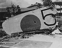 Wing from a Japanese bomber on the grounds of the Naval Hospital