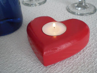 Smile Moon Woodworks - Red Valentine Heart Tea Light Candle Holder