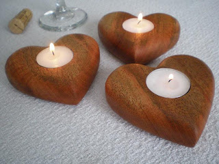 Smile Moon Woodworks - Valentine Heart Tea Light Candle Holder in Mahogany