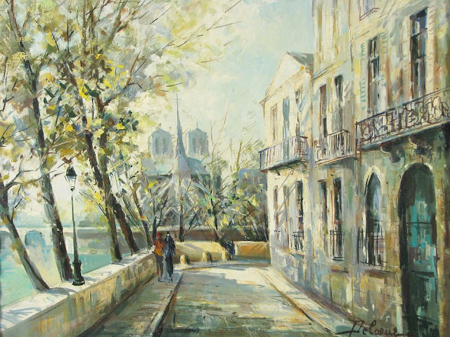 Lucien Delarue,Paris in painting,watercolor,French artist,modern art