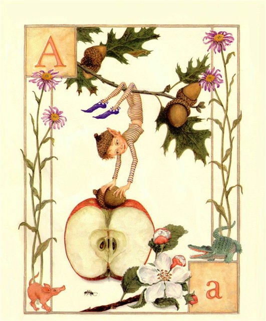 Lauren Mills Elfabet,illustration art, graphics, children book illustration