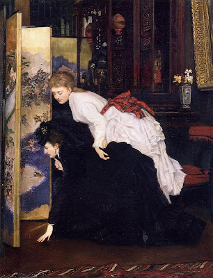 Japonisme. Paintings of Beautiful Women. James Tissot. Young Women Looking at Japanese Objects