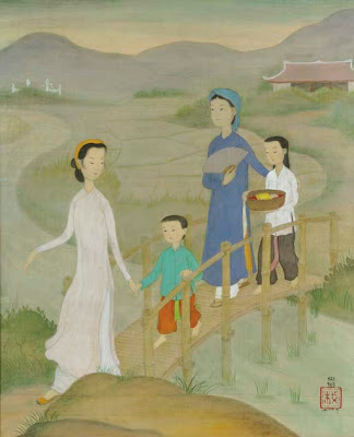 Painting on Silk by Vietnamese Artist Mai Trung Thu