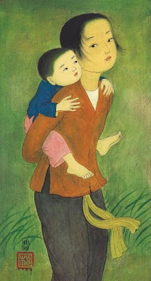 Painting on Silk by Vietnamese Artist Mai Trung Thu
