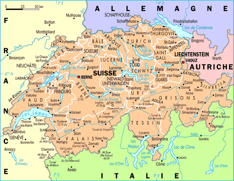 Suisse carte de la Suisse