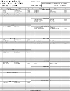 call sheets template