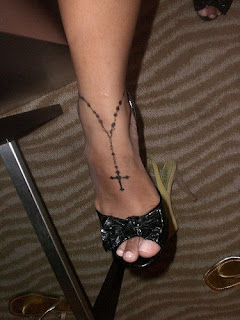 Women Foot Rosary Tattoo