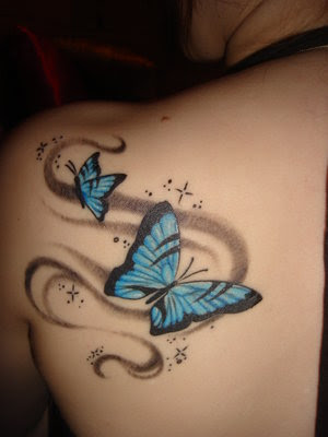 Female Angel Tattoos Design on Upper Back Butterfly tattoo designs for