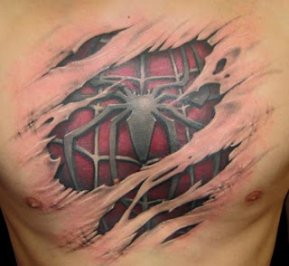 Amazing Chest 3D Spider Tattoo Design