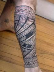Calf Design Traditional Samoan Tattoo