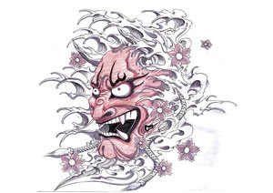 Japanese Hannya Mask Tattoo Design 2