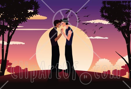 clip art kissing. couple kissing sunset. clipart