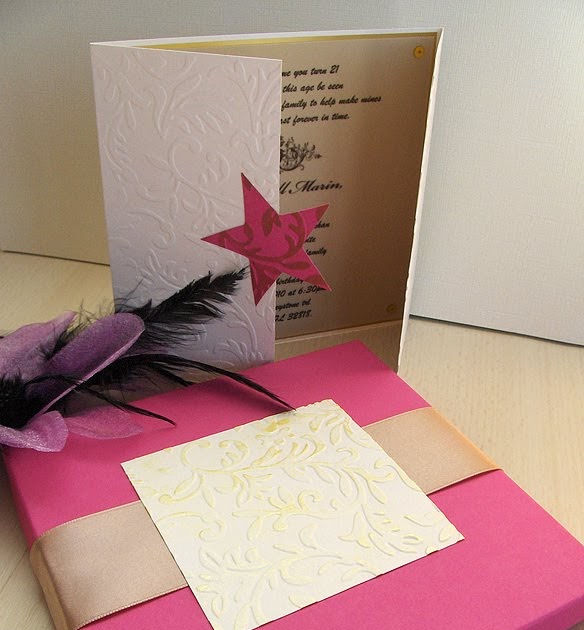 Fuchsia Quinceanera Invitations Handmade by Meda