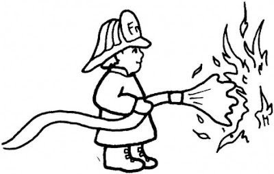 Desenhos para colorir de desenho de bombeiros lutando contra o incêndio na  floresta para colorir 