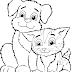 Cão e Gato fofinhos para Colorir - Desenhos de Animais Domesticos