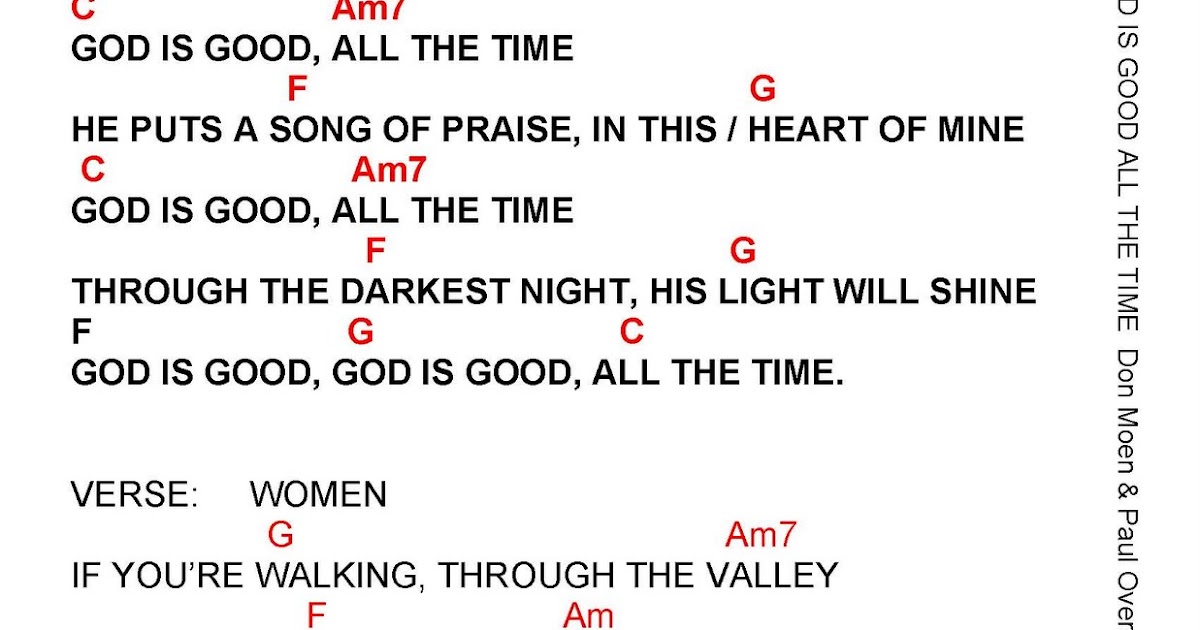GOD IS GOOD (ALL THE TIME) lyrics and chords Faith and Music