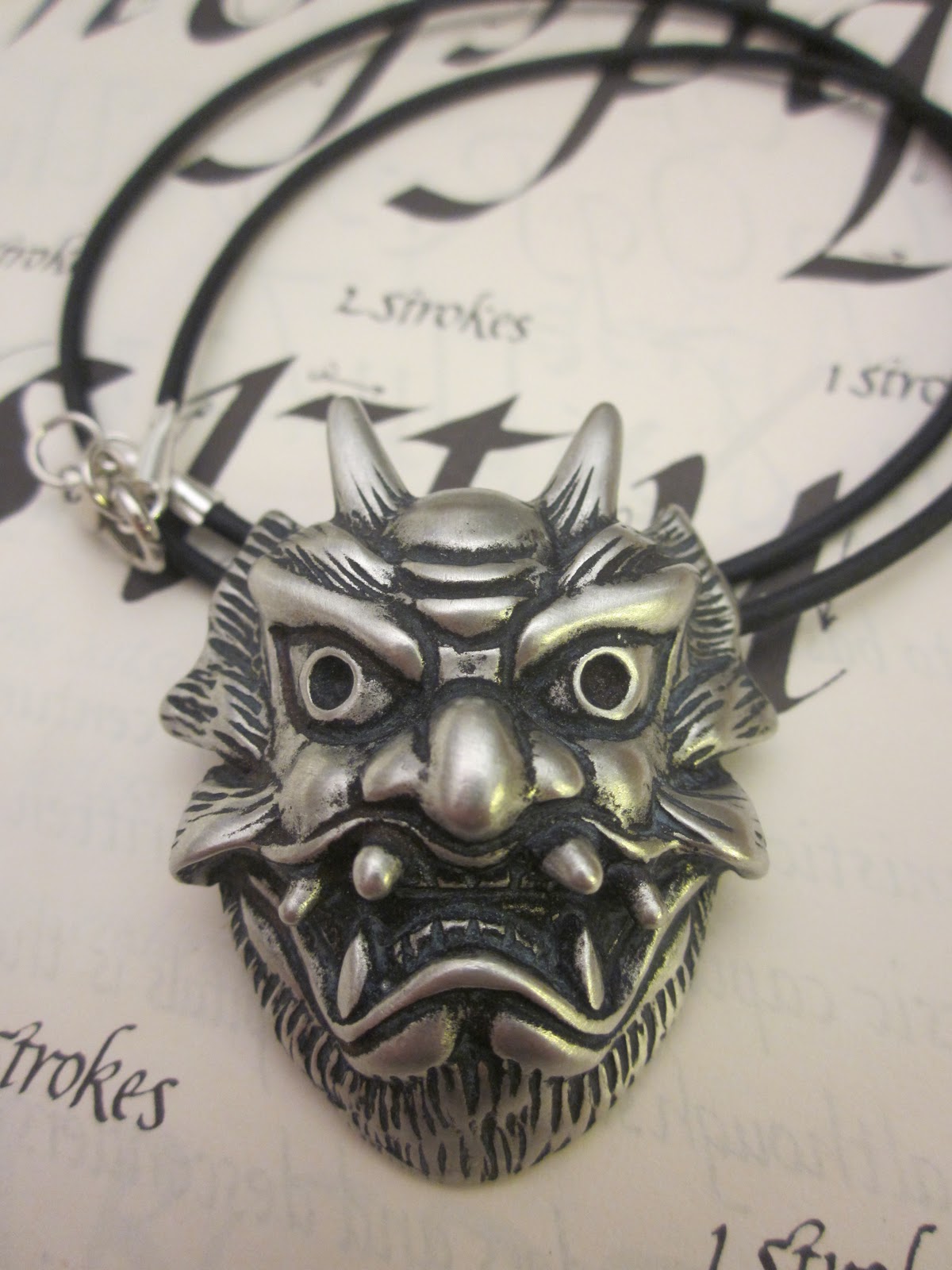 Lunar Opus Japanese Demon Oni Mask Necklace