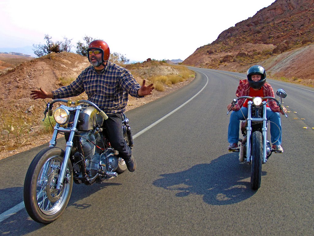 gabe and lois riding during their southwestern trip