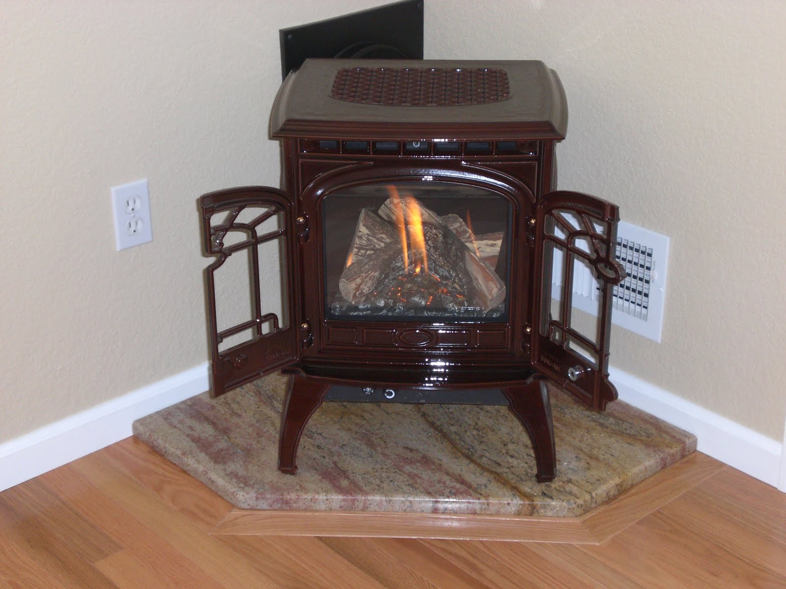 Mountain Musings Master Bedroom Gas Stove Granite