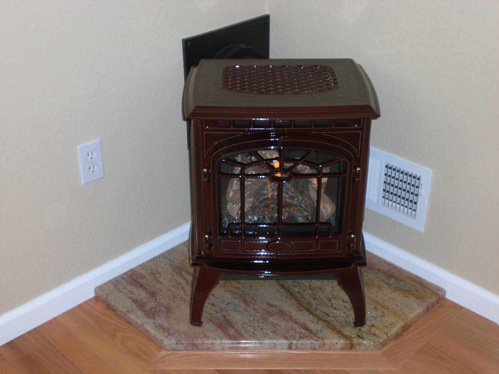 Mountain Musings Master Bedroom Gas Stove Granite