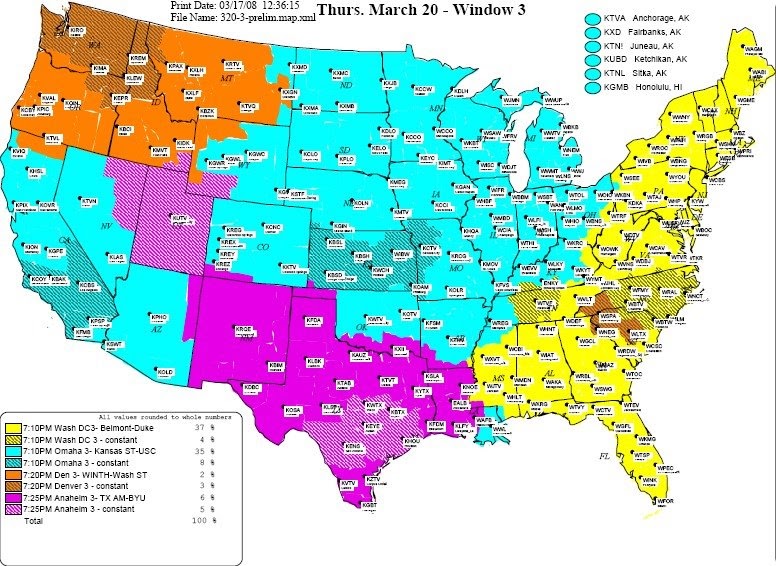 Awful Announcing CBS Coverage Maps For Thursday Found