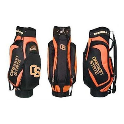 Oregon State University Beavers golf bag colored black and orange.