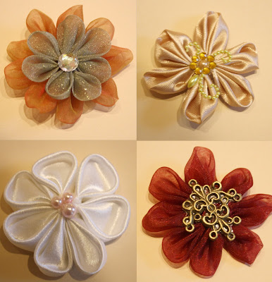 Such A Pretty Mess Kanzashi Bloom Tutorial Fun Handmade Fabric Blooms