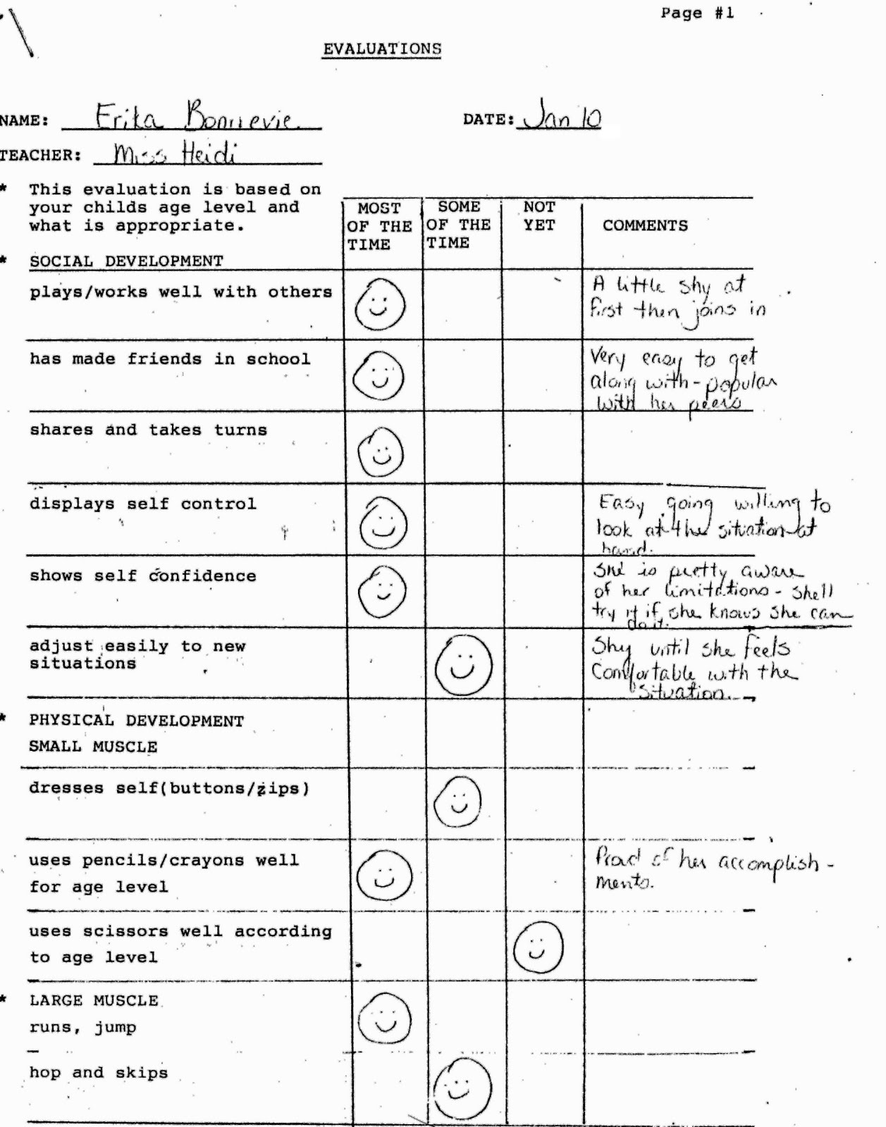 report card samples middot