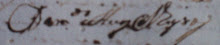 Assinatura de Domingos Alves Calheiros em 1782