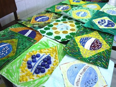 Material  Desenho on Vida Colorida  Reciclagem   Bandeira Do Brasil Com Sucata