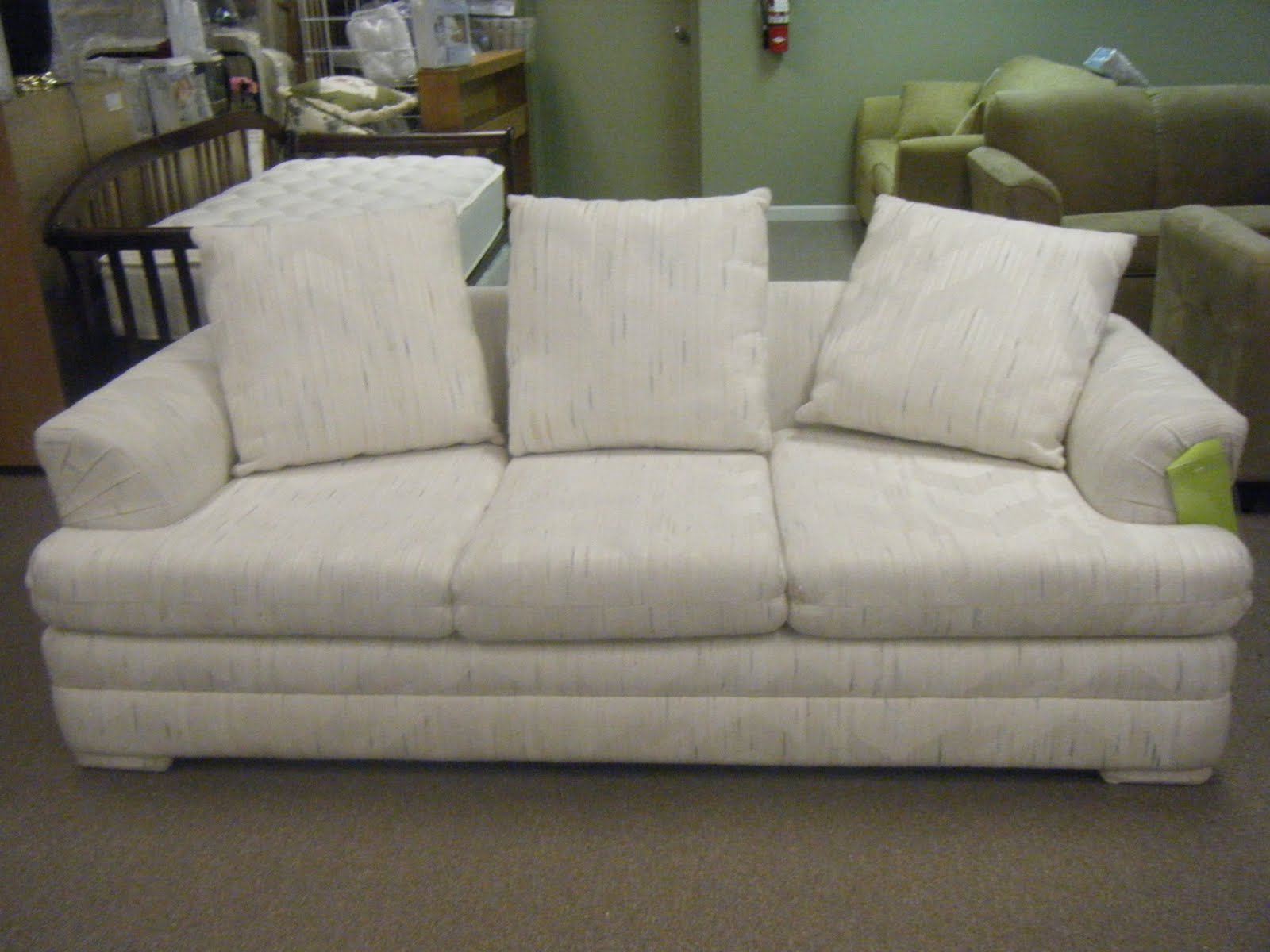 Couch Potato Sales White Sleeper sofa (With New 5" Mattress)