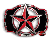Red and black nautical star belt buckle