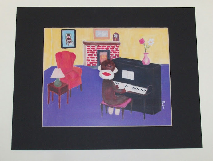 Sock Monkey Print, Piano Player