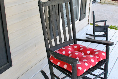 rocking chair with polka dot cushion