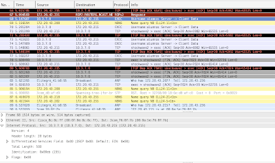 screenshot wireshark que describe el tamaño de los segmentos TCP transportados dentro de los paquetes IP