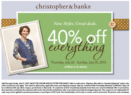 Christopher banks coupons retailmenot