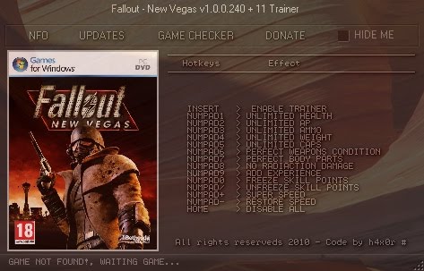 Fallout New Vegas Trainer 140525