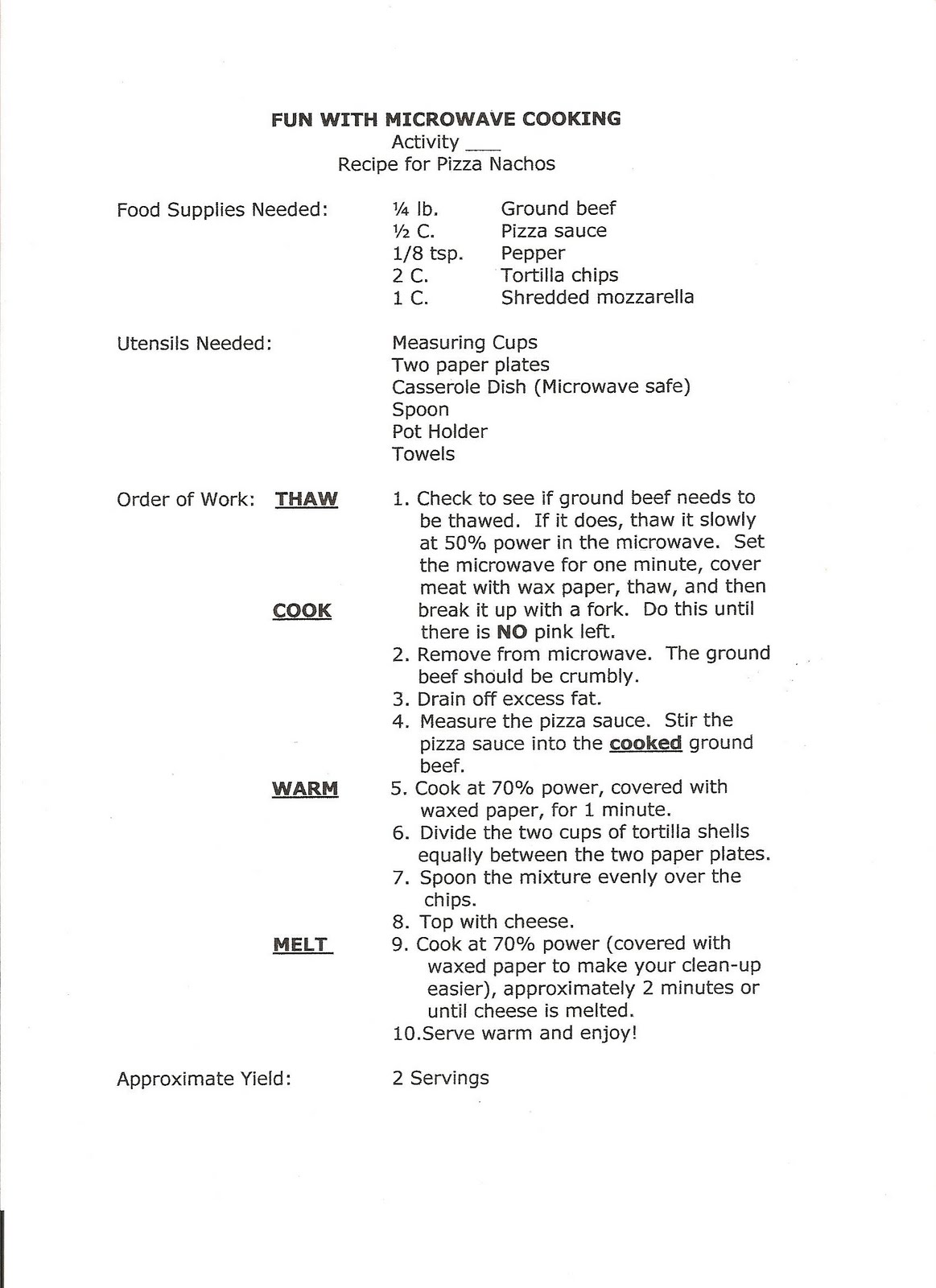 worksheet Reading A Recipe Worksheet cms microwave mysteries read about the future of microwaves 4 brainstorm on worksheet you have been using for module