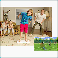 A family plays Wii Fit, a game principally intended by Nintendo to get video gamers into shape.