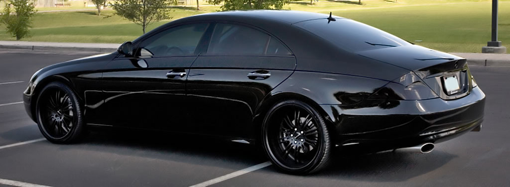 Very stealth appearance with this murdered out Mercedes CLS including 20
