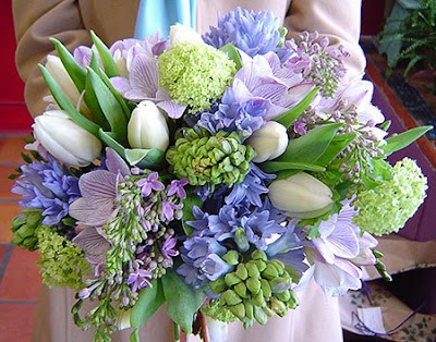 A Beautiful Blue and White Bridal Bouquet from FlowersFlowers