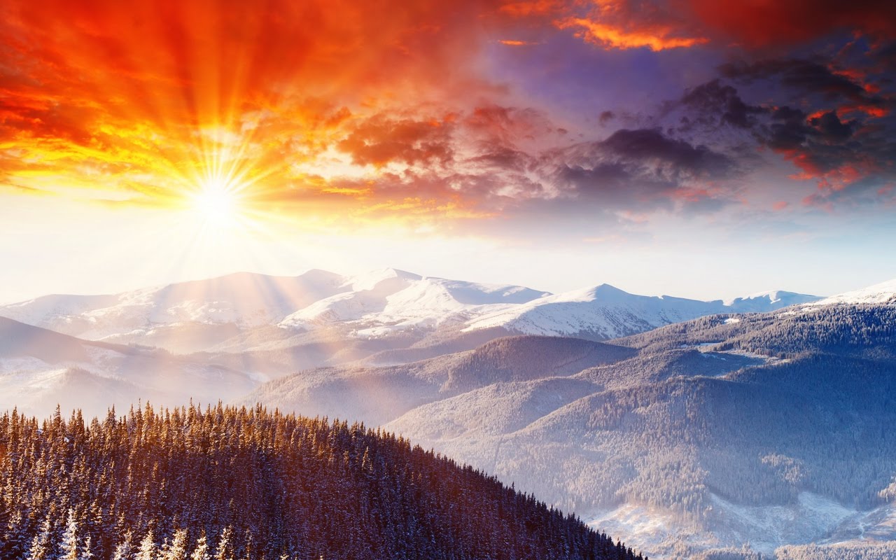 Free Desktop Wallpaper Beautiful Winter Sunset Landscape