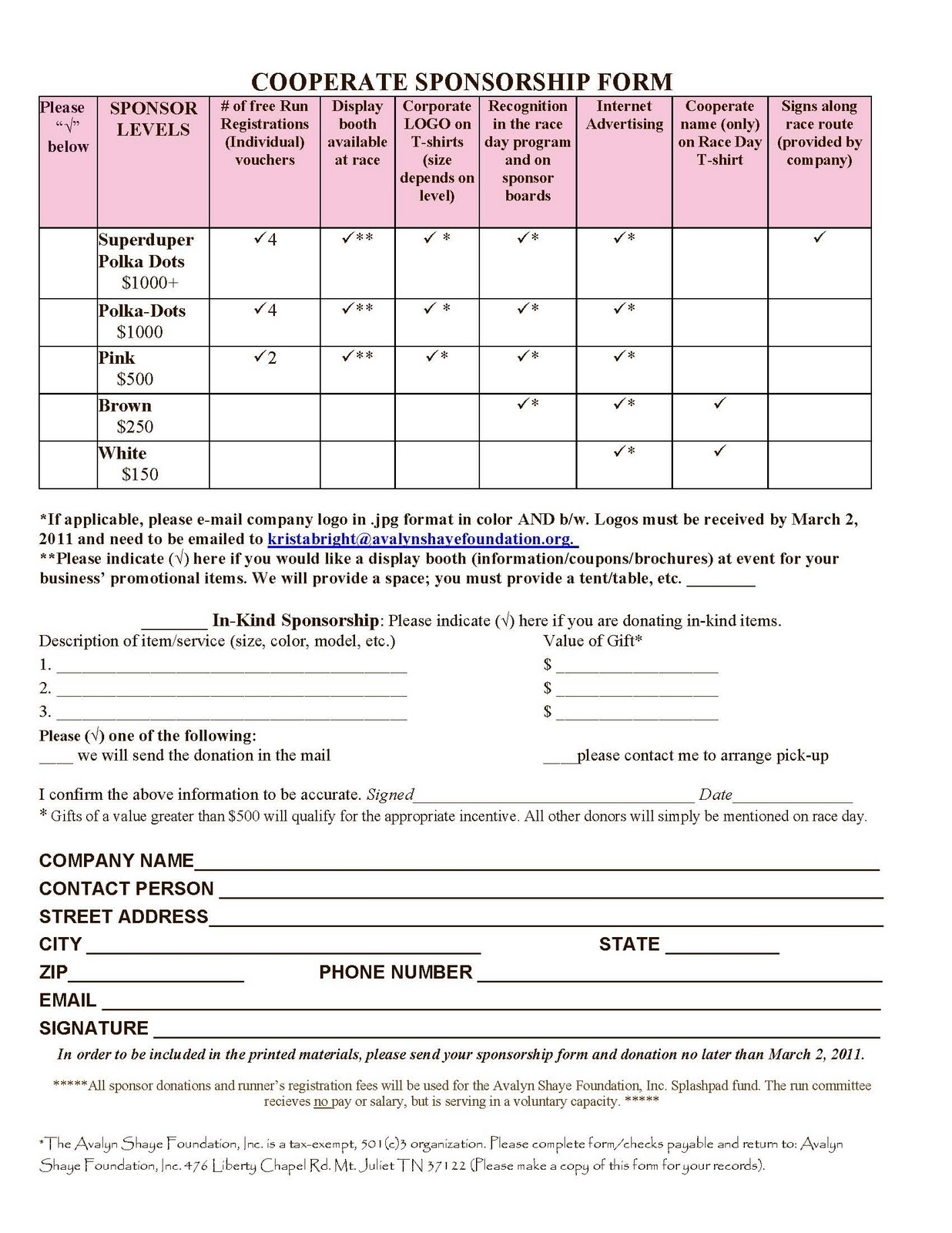 Sponsorship Letter Template