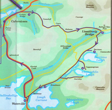 Un superbe parcours Cahersiveen - Dromid - Waterville (en longeant le systeme Currane)-Cahersiveen