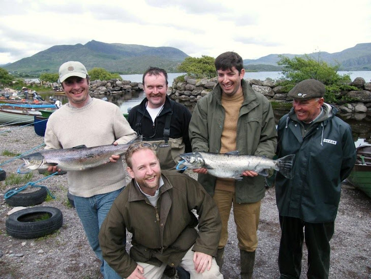 J. Hoppenot avec specimen trout de 8lbs4oz et M. Hubert avec saumon 8lbs8oz