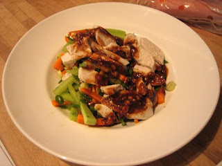 sesame chicken salad with cucumber and celery