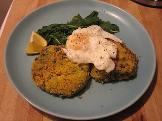 smoked mackerel and coconut fishcakes, with hollandaise