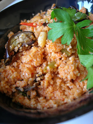 This is a perfect summer dish and is especially good with cold refreshing yogurt Eggplant Bulgur Pilaf (Patlıcanlı Bulgur Pilavı)